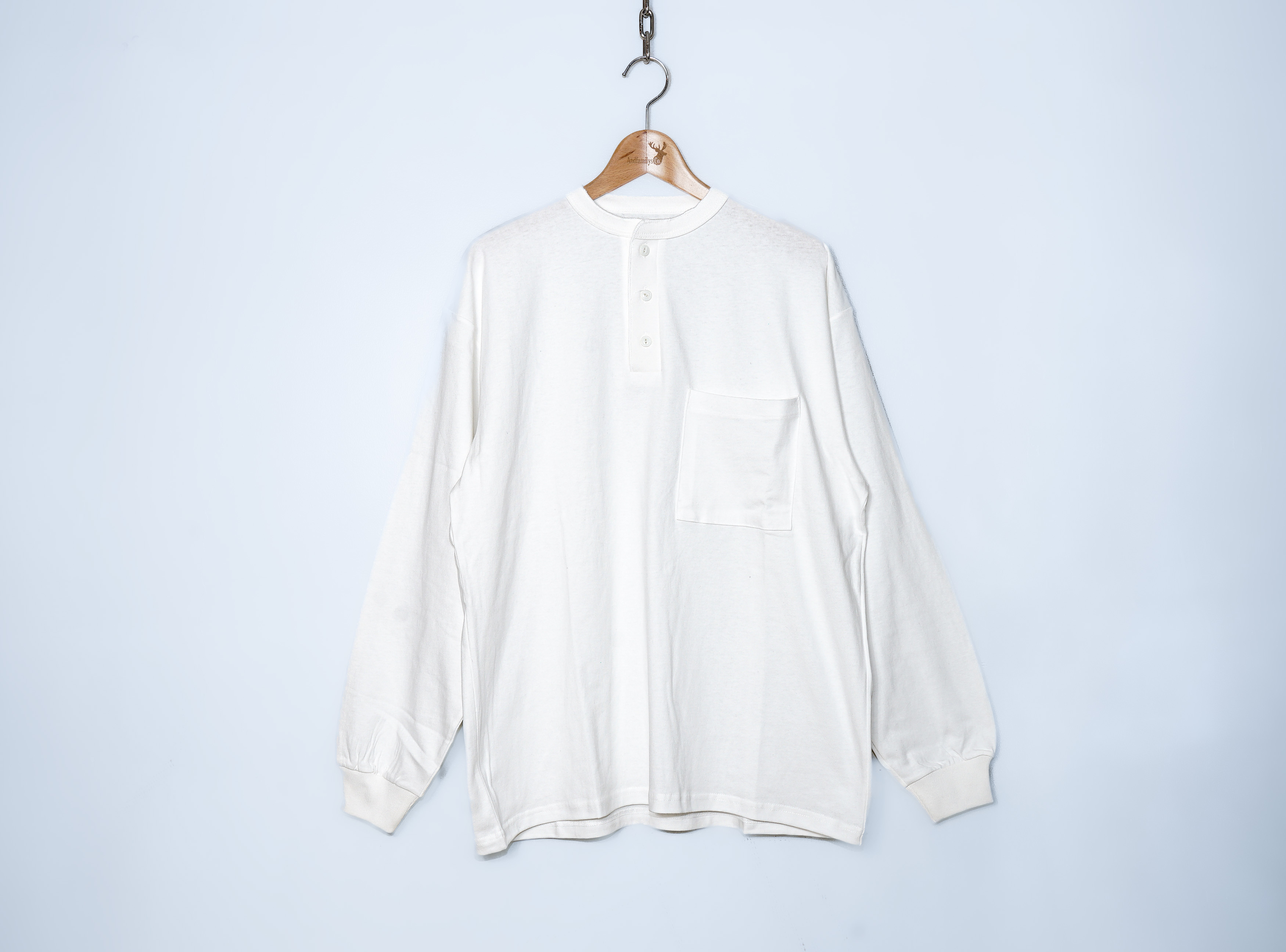 ANDFAMILYS(Aht@~[Y) / Heavy Henley Neckline Tee -Loose Fit-